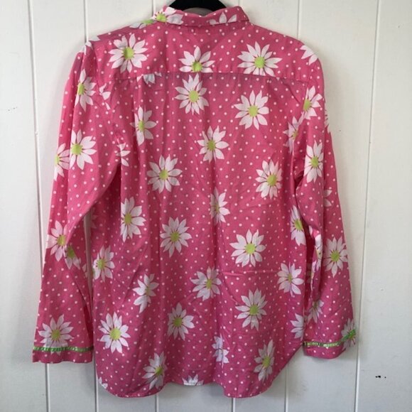 Victoria Secret Womens Floral Pink Polka Dot Pajama Top Medium - Picture 2 of 13